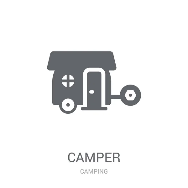 Icoana Taberei Conceptul Logo Ului Trendy Camper Fundal Alb Din — Vector de stoc