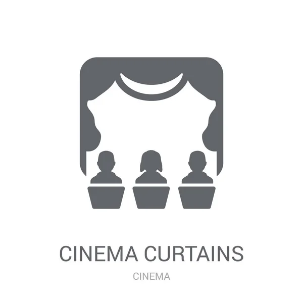 Bioscoop Gordijnen Pictogram Trendy Cinema Gordijnen Logo Concept Witte Achtergrond — Stockvector
