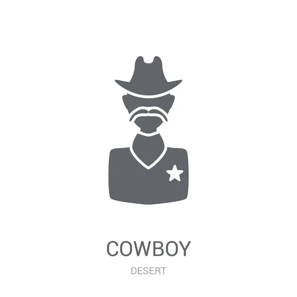 Cowboy Ikona Modny Cowboy Koncepcja Logo Białym Tle Pustynny Kolekcji — Wektor stockowy