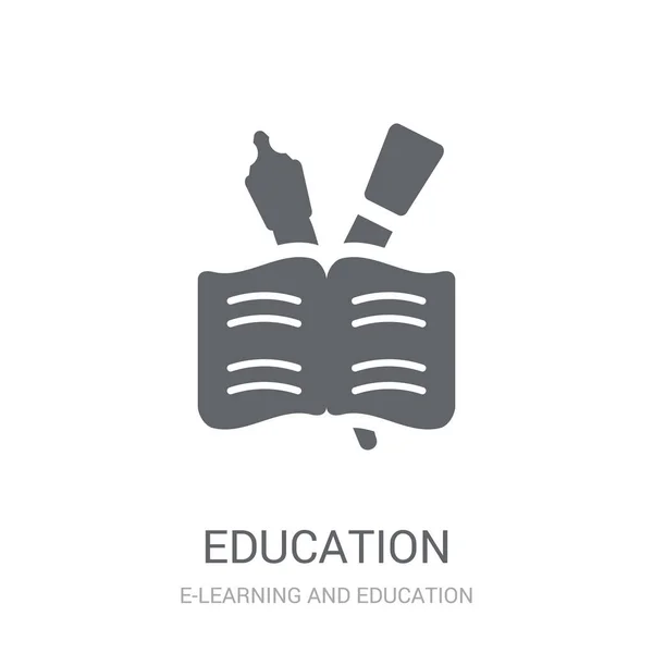Eğitim Simgesi Öğrenme Eğitim Koleksiyonundan Beyaz Arka Plan Üzerinde Trendy — Stok Vektör