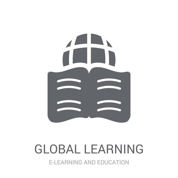 Icona Dell Apprendimento Globale Trendy Global Learning Logo Concept Sfondo — Vettoriale Stock