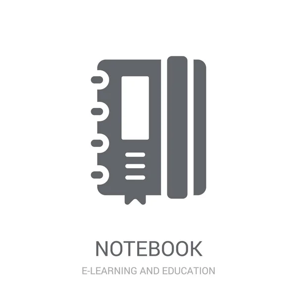 Icona Del Taccuino Trendy Notebook Logo Concetto Sfondo Bianco Learning — Vettoriale Stock