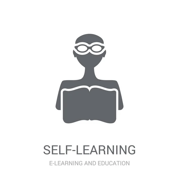 Икона Самообучения Trendy Self Learning Logo Concept White Fone Learning — стоковый вектор