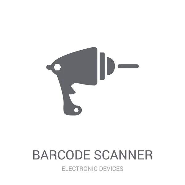 Barcode Scanner Pictogram Trendy Barcode Scanner Logo Concept Witte Achtergrond — Stockvector