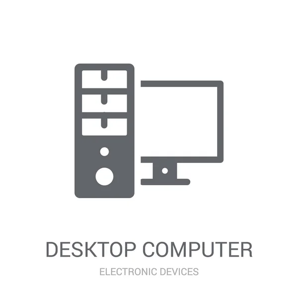 Ícone Computador Desktop Trendy Desktop Conceito Logotipo Computador Fundo Branco — Vetor de Stock