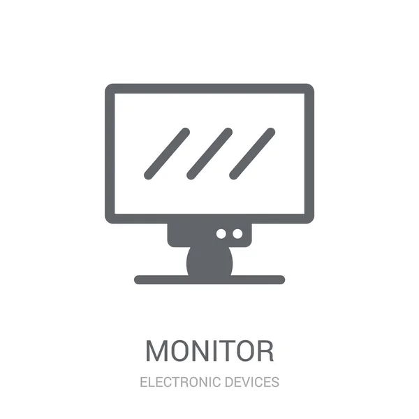 Ikonra Kattintva Trendi Monitor Logo Fogalom Elektronikus Eszközök Gyűjtemény Fehér — Stock Vector