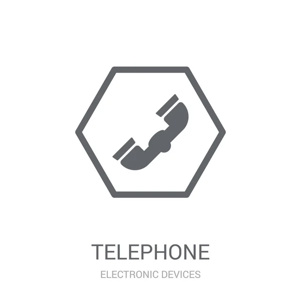 Telefon Simgesi Trendy Telefon Logo Kavramı Elektronik Cihazlar Koleksiyonundan Beyaz — Stok Vektör