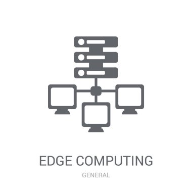 kenar bilgi işlem simgesi. Modaya uygun kenar logo kavramı genel koleksiyonundan beyaz arka plan üzerinde bilgisayar. Web uygulamaları, mobil uygulamalar ve basılı medya kullanım için uygundur..