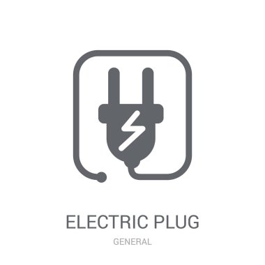 Elektrik fişi simgesi. Trendy elektrik logo kavramı genel koleksiyonundan beyaz zemin üzerine takın. Web uygulamaları, mobil uygulamalar ve basılı medya kullanım için uygundur..
