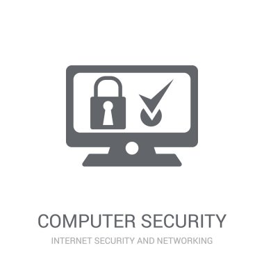 Bilgisayar güvenlik simgesi. Trendy bilgisayar güvenlik logo kavramı Internet güvenlik ve ağ koleksiyonundan beyaz arka plan üzerinde. Web uygulamaları, mobil uygulamalar ve basılı medya kullanım için uygundur..