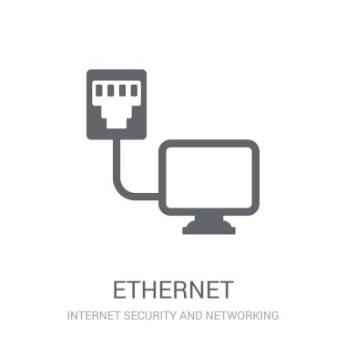 Ethernet simgesi. Trendy Ethernet logo kavramı Internet güvenlik ve ağ koleksiyonu beyaz arka plan üzerinde. Web uygulamaları, mobil uygulamalar ve basılı medya kullanım için uygundur..