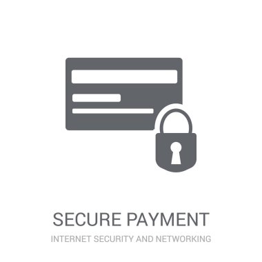 Güvenli ödeme simgesi. Trendy güvenli ödeme logo kavramı Internet güvenlik ve ağ koleksiyonundan beyaz arka plan üzerinde. Web uygulamaları, mobil uygulamalar ve basılı medya kullanım için uygundur..