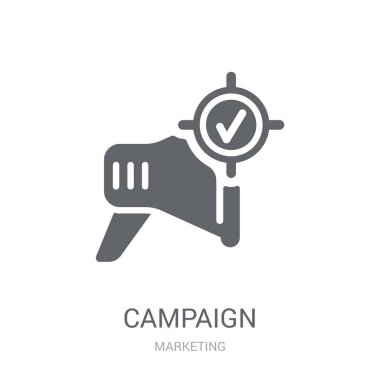 Kampanyanın simgesi. Modaya uygun kampanya logosu kavramı koleksiyonu pazarlama dan beyaz arka plan üzerinde. Web uygulamaları, mobil uygulamalar ve basılı medya kullanım için uygundur..