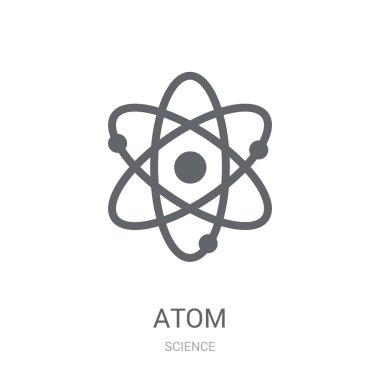 Atom simgesi. Trendy Atom logo kavramı bilim koleksiyonundan beyaz arka plan üzerinde. Web uygulamaları, mobil uygulamalar ve basılı medya kullanım için uygundur..