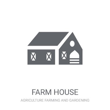 Çiftlik evi simgesi. Trendy çiftlik evi logo kavramı Tarım Tarım ve Bahçe koleksiyonu beyaz arka plan üzerinde. Web uygulamaları, mobil uygulamalar ve basılı medya kullanım için uygundur..