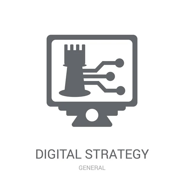 Icono Estrategia Digital Concepto Logo Estrategia Digital Moda Sobre Fondo — Vector de stock