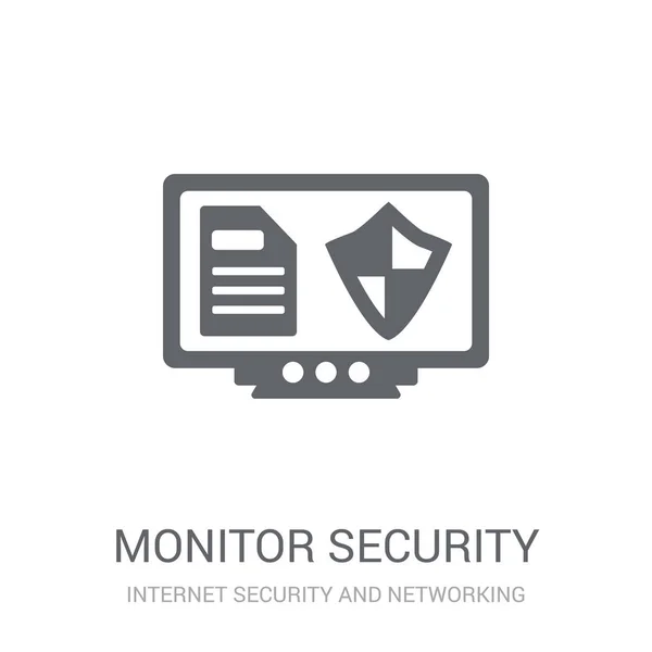 Monitora Icona Sicurezza Trendy Monitora Concetto Del Logo Sicurezza Sfondo — Vettoriale Stock