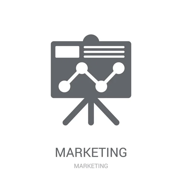 Marketing Icono Presentación Concepto Logotipo Presentación Marketing Moda Sobre Fondo — Vector de stock