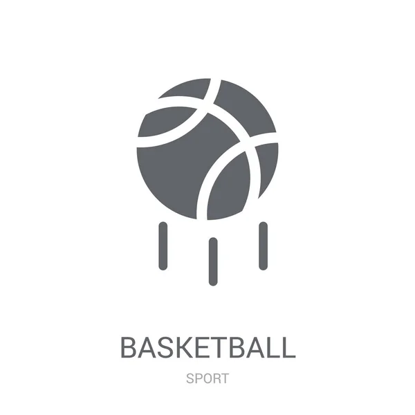 バスケット ボールのアイコン スポーツ コレクションから白い背景のトレンディなバスケット ボールのロゴのコンセプト Web アプリ 携帯アプリ 印刷媒体での使用に適しています — ストックベクタ