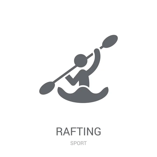 Forsränning Ikonen Trendiga Rafting Logotyp Koncept Vit Bakgrund Från Sport — Stock vektor