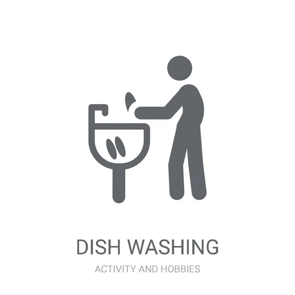 Ícone Lavagem Pratos Trendy Dish Washing Conceito Logotipo Fundo Branco —  Vetores de Stock