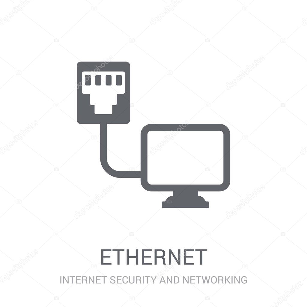 Ethernet icon. Trendy Ethernet logo concept on white background from Internet Security and Networking collection. Suitable for use on web apps, mobile apps and print media.