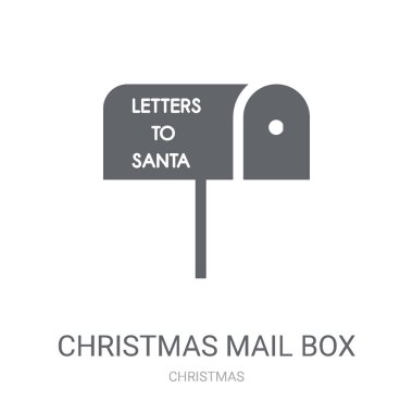 Noel posta kutusu simgesi. Trendy Noel posta logo kavramı kutu Noel koleksiyonundan beyaz arka plan üzerinde. Web uygulamaları, mobil uygulamalar ve basılı medya kullanım için uygundur..
