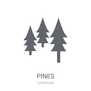 Çam simgesi. Trendy Pines logo kavramı Noel koleksiyonundan beyaz arka plan üzerinde. Web uygulamaları, mobil uygulamalar ve basılı medya kullanım için uygundur..