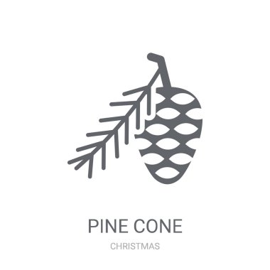 Çam koni simgesi. Trendy çam koni logo kavramı Noel koleksiyonundan beyaz arka plan üzerinde. Web uygulamaları, mobil uygulamalar ve basılı medya kullanım için uygundur..