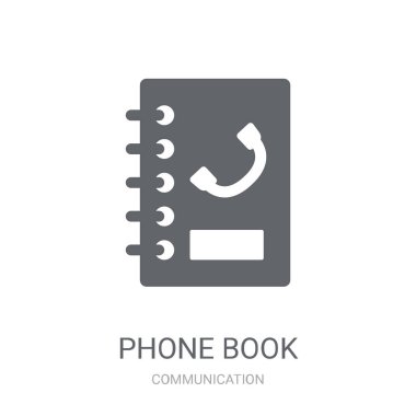 Telefon rehberi simgesi. İletişim koleksiyonundan beyaz arka plan üzerinde logo kavramı trendy telefon kitap. Web uygulamaları, mobil uygulamalar ve basılı medya kullanım için uygundur..