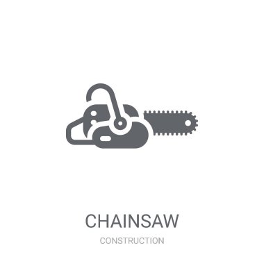 Testere simgesi. Trendy Chainsaw logo kavramı inşaat koleksiyonundan beyaz arka plan üzerinde. Web uygulamaları, mobil uygulamalar ve basılı medya kullanım için uygundur..