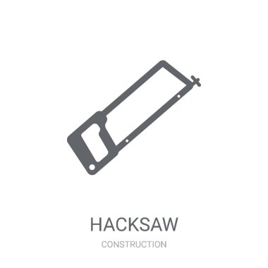 Demir testeresi simgesi. Gözde demir testeresi logo kavramı inşaat koleksiyonundan beyaz arka plan üzerinde. Web uygulamaları, mobil uygulamalar ve basılı medya kullanım için uygundur..