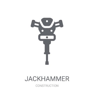Jackhammer simgesi. Trendy Jackhammer logo kavramı inşaat koleksiyonundan beyaz arka plan üzerinde. Web uygulamaları, mobil uygulamalar ve basılı medya kullanım için uygundur..