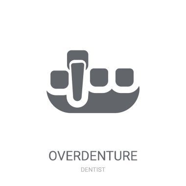 Overdenture simgesi. Diş hekimi koleksiyonundan beyaz arka plan üzerinde trendy Overdenture logo kavramı. Web uygulamaları, mobil uygulamalar ve basılı medya kullanım için uygundur..