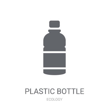 Plastik şişe simgesi. Moda plastik şişe logo kavramı ekoloji koleksiyonundan beyaz arka plan üzerinde. Web uygulamaları, mobil uygulamalar ve basılı medya kullanım için uygundur..