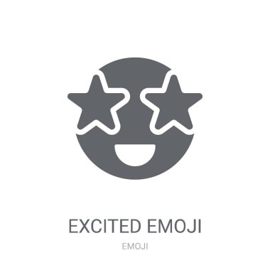 Heyecanlı emoji simgesi. Trendy heyecanlı emoji logo kavramı Emoji koleksiyonundan beyaz arka plan üzerinde. Web uygulamaları, mobil uygulamalar ve basılı medya kullanım için uygundur..