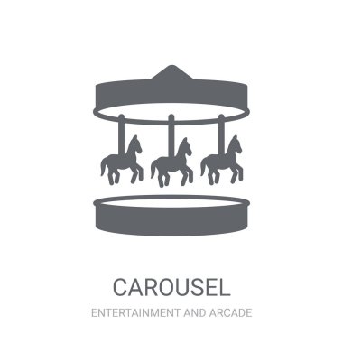 Atlıkarınca simgesi. Eğlence ve Arcade koleksiyonundan beyaz arka plan üzerinde trendy Carousel logo kavramı. Web uygulamaları, mobil uygulamalar ve basılı medya kullanım için uygundur..