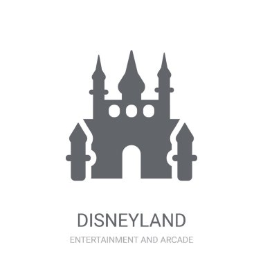 Disneyland simgesi. Eğlence ve Arcade koleksiyonundan beyaz arka plan üzerinde trendy Disneyland logo kavramı. Web uygulamaları, mobil uygulamalar ve basılı medya kullanım için uygundur..