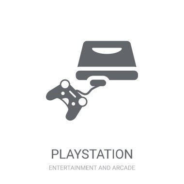 PlayStation simgesi. Eğlence ve Arcade koleksiyonundan beyaz arka plan üzerinde popüler Playstation logosu kavramı. Web uygulamaları, mobil uygulamalar ve basılı medya kullanım için uygundur..