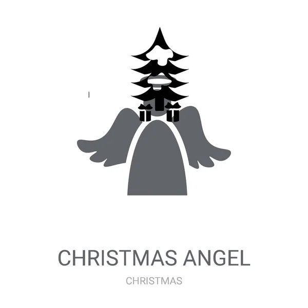 Icona Dell Angelo Natale Trendy Natale Angelo Logo Concetto Sfondo — Vettoriale Stock