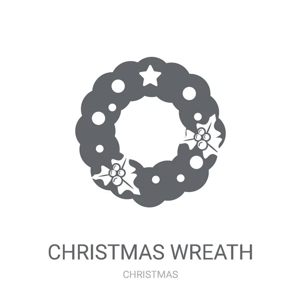 Vánoční Věnec Ikona Módní Vánoční Věnec Logo Koncepci Bílém Pozadí — Stockový vektor