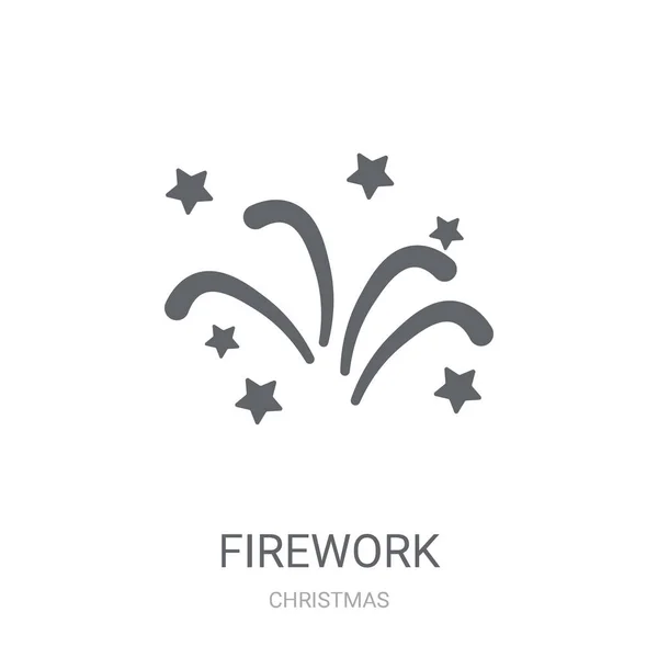Icona Dei Fuochi Artificio Trendy Firework Logo Concept Sfondo Bianco — Vettoriale Stock
