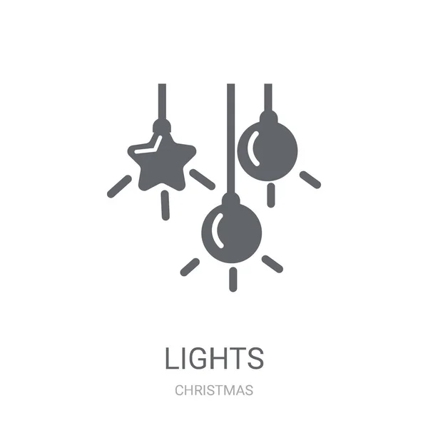 Fények Ikonra Divatos Lámpák Embléma Koncepció Karácsonyi Gyűjtemény Fehér Alapon — Stock Vector
