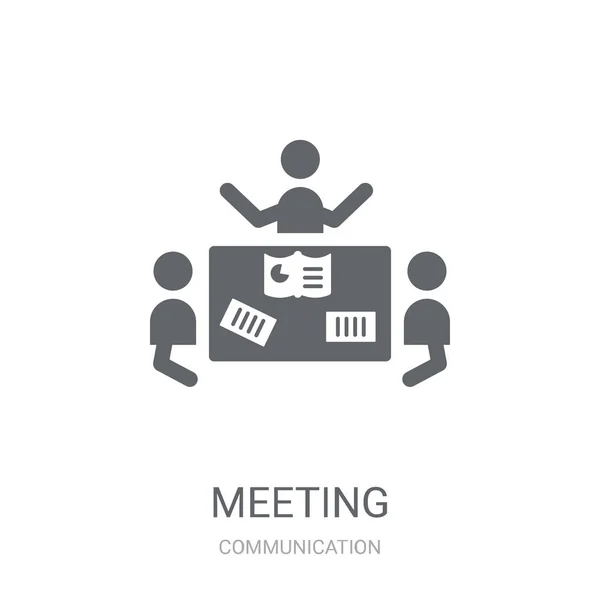 会議アイコン 通信コレクションから白い背景のトレンディな会議のロゴのコンセプト Web アプリ 携帯アプリ 印刷媒体での使用に適しています — ストックベクタ