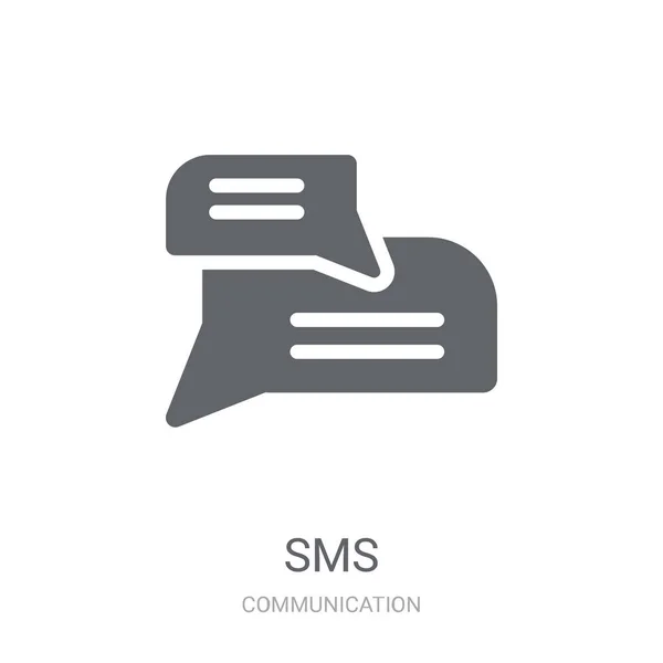 Sms Ikonra Divatos Sms Embléma Koncepció Kommunikációs Gyűjteményből Fehér Alapon — Stock Vector