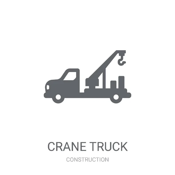 Kraan Vrachtwagen Pictogram Trendy Kraan Vrachtwagen Logo Concept Witte Achtergrond — Stockvector