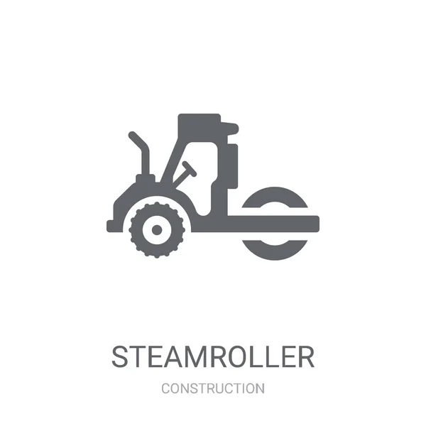 Ícone Rolo Vapor Conceito Logotipo Steamroller Moda Fundo Branco Coleção —  Vetores de Stock