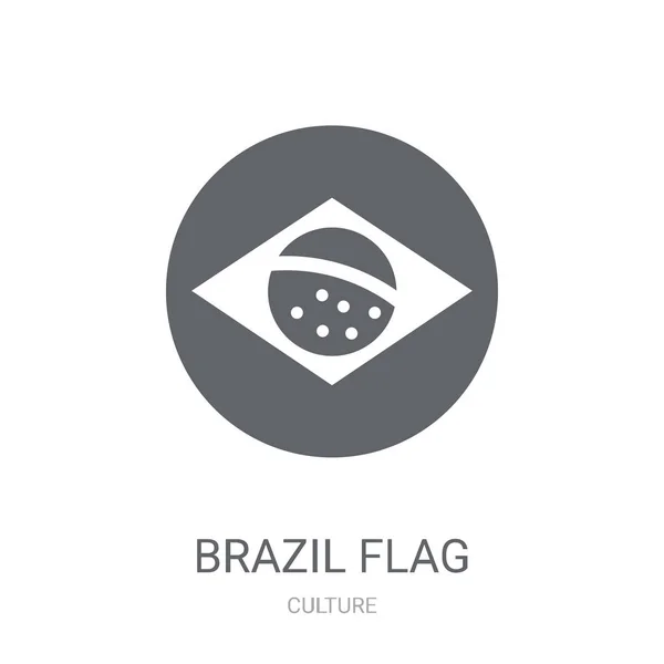 Icono Bandera Brasil Trendy Brazil Flag Logo Concept White Background — Vector de stock