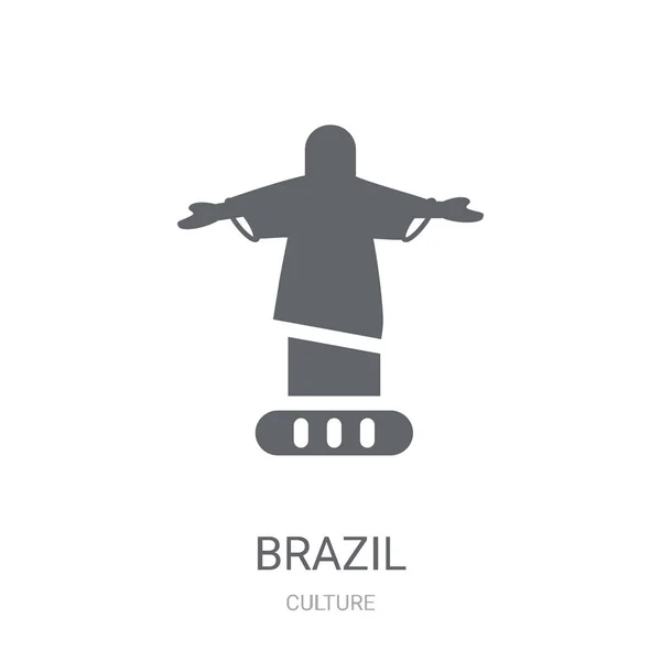 Brasil Escultura Cristo Icono Redentor Trendy Brazil Sculpture Christ Redeemer — Vector de stock