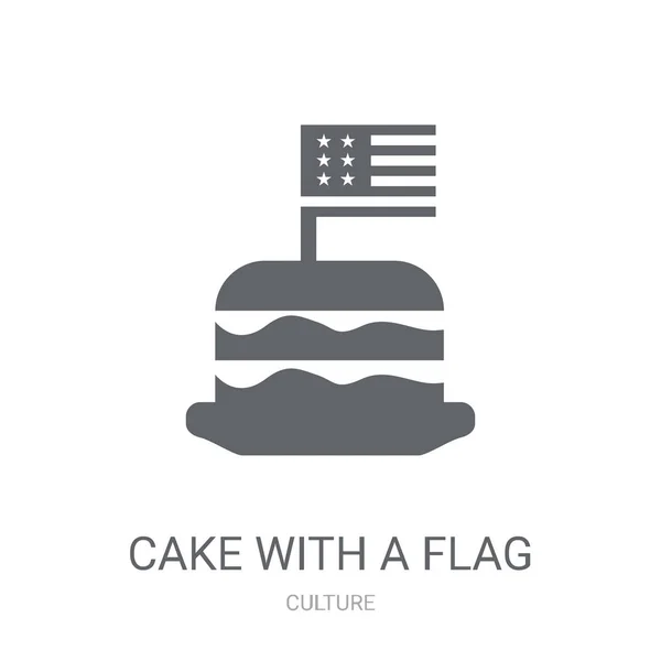 Bir Bayrak Simgesi Ile Pasta Bir Bayrak Logo Kavram Kültür — Stok Vektör